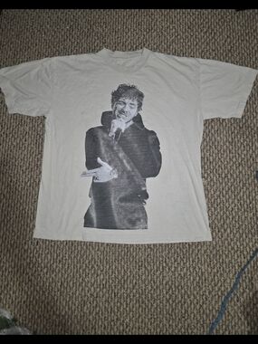 Anvil White Short-Sleeve Graphic Tee with Black Singer Print